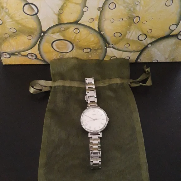 FOSSIL Silver Tone Watch With CZ - Picture 2 of 7
